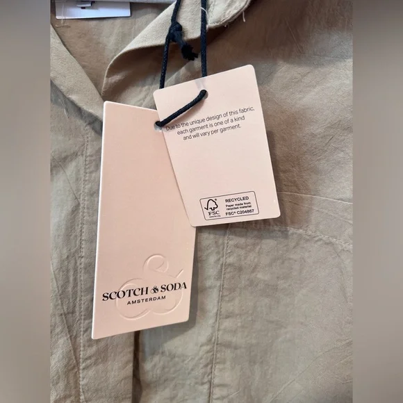 Scotch & Soda Oversized Button-Down Long-sleeved Tan Neutral Shirt Sz‎ Large NWT - Picture 9 of 11